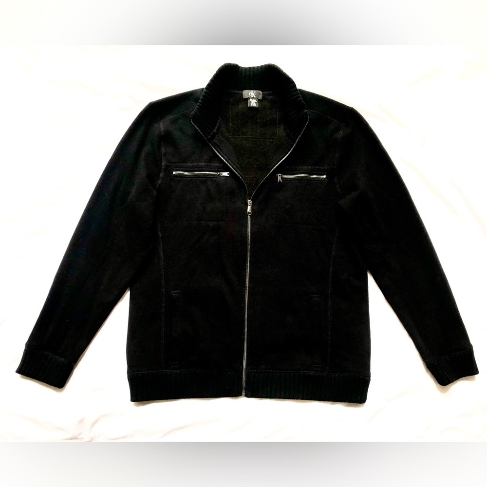 Calvin Klein black zip up sweater jacket XL beautiful condition